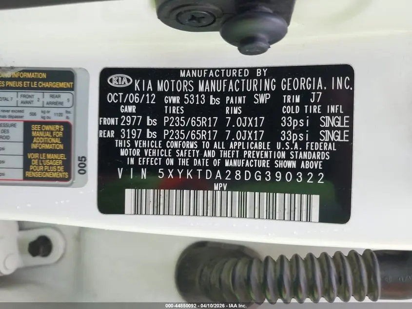 2013 KIA SORENTO LX V6