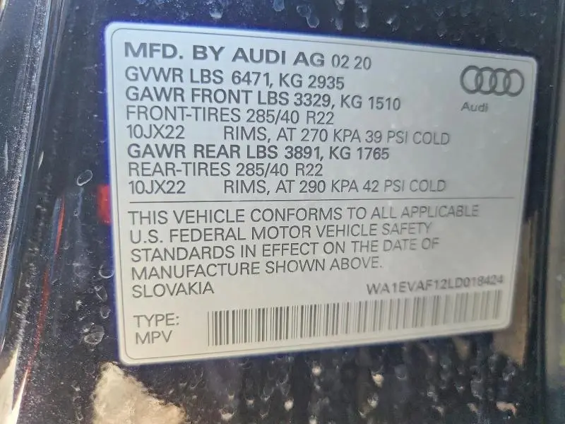 2020 AUDI Q8 PREMIUM PLUS S-LINE  