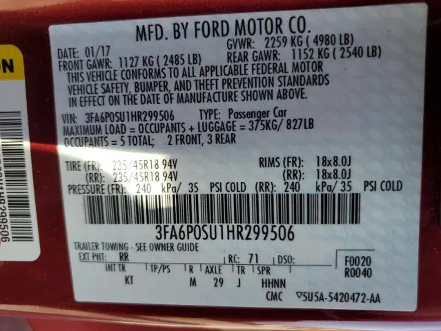 2017 FORD FUSION TITANIUM PHEV  