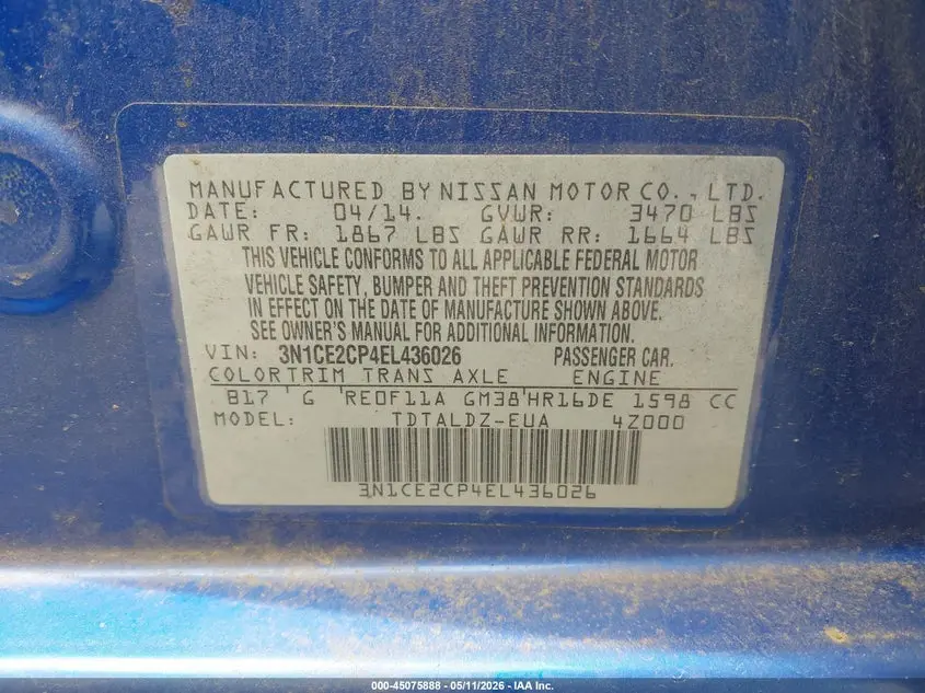 2014 NISSAN VERSA NOTE SV