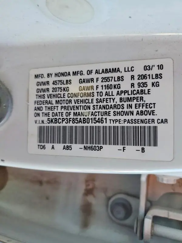 2010 HONDA ACCORD EXL  