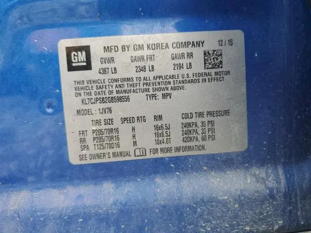 2016 CHEVROLET TRAX 1LT  