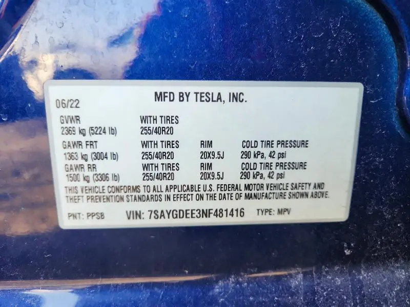 2022 TESLA MODEL Y   