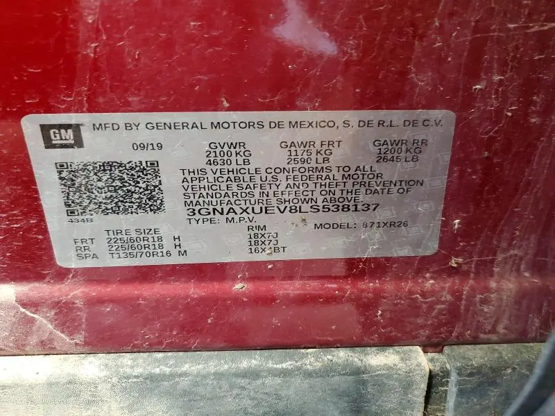 2020 CHEVROLET EQUINOX LT  