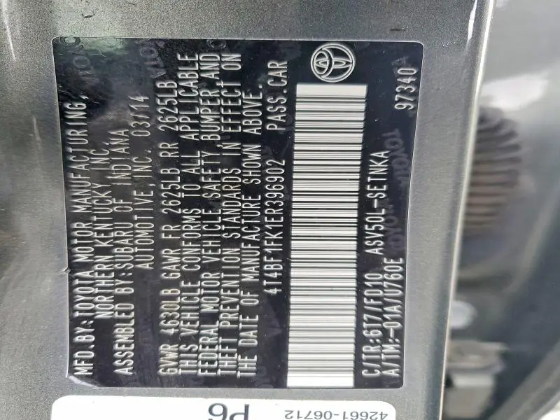 2014 TOYOTA CAMRY LE  