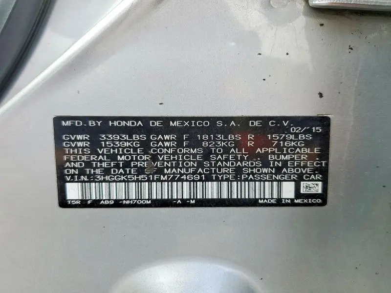 2015 HONDA FIT LX  
