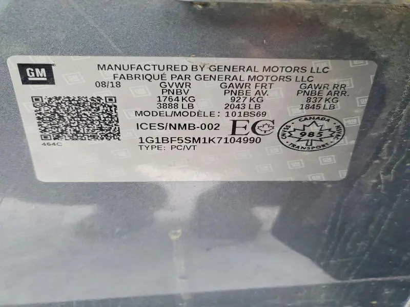 2019 CHEVROLET CRUZE PREMIER  