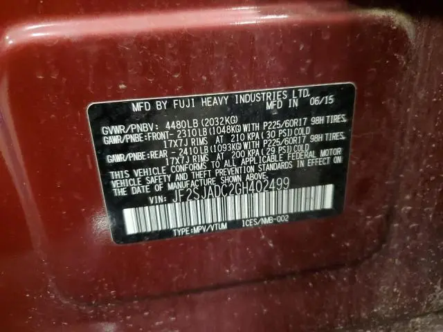 2016 SUBARU FORESTER 2.5I PREMIUM  