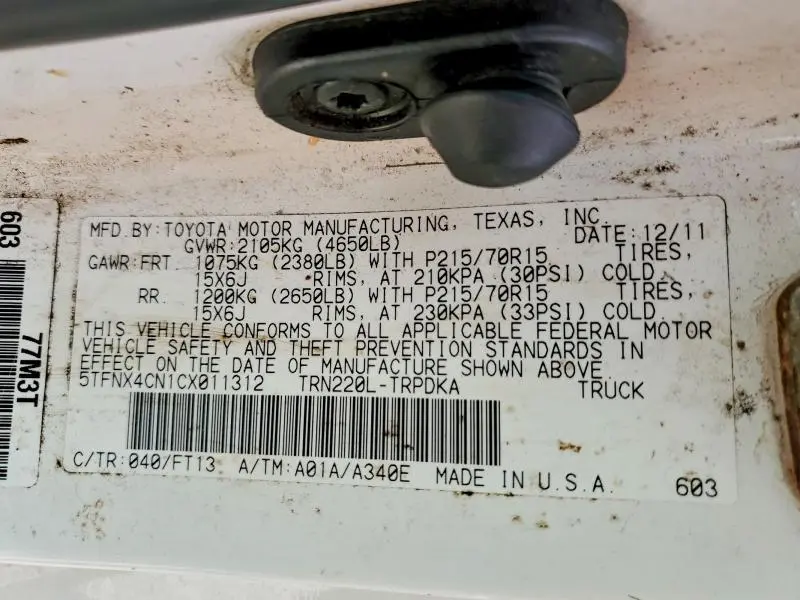 2012 TOYOTA TACOMA BASE  