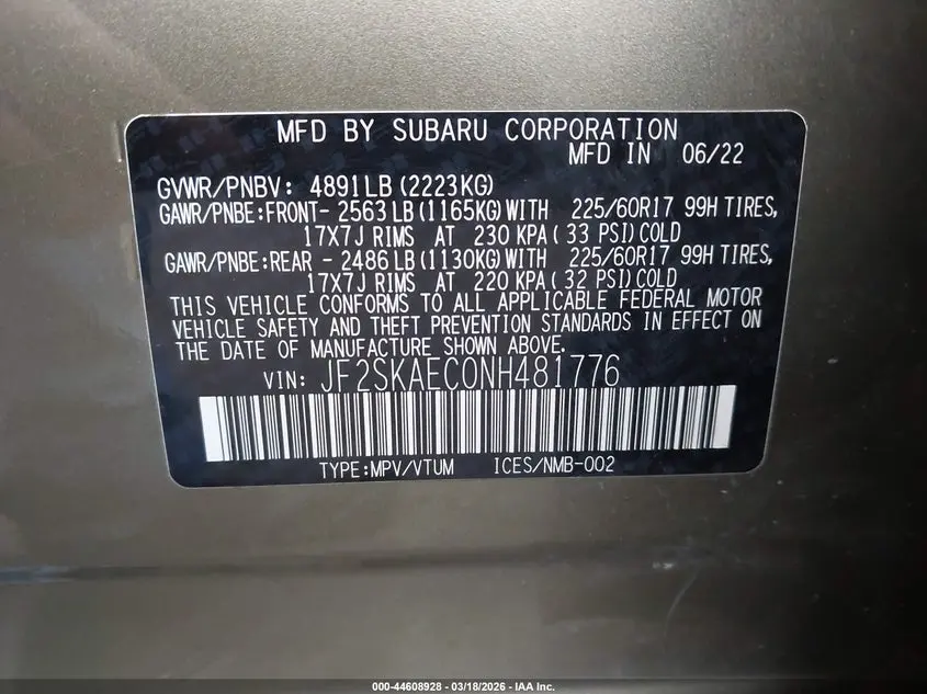 2022 SUBARU FORESTER PREMIUM