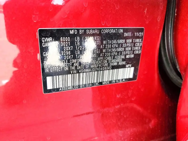 2022 SUBARU ASCENT ONYX EDITION  