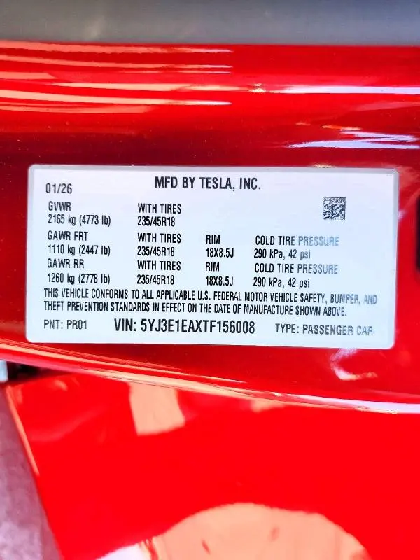 2026 TESLA MODEL 3   