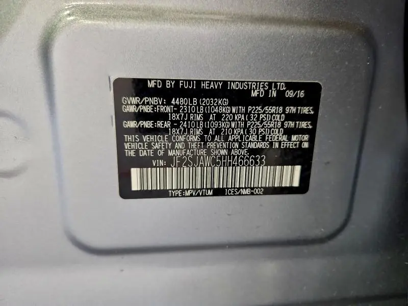 2017 SUBARU FORESTER 2.5I TOURING  