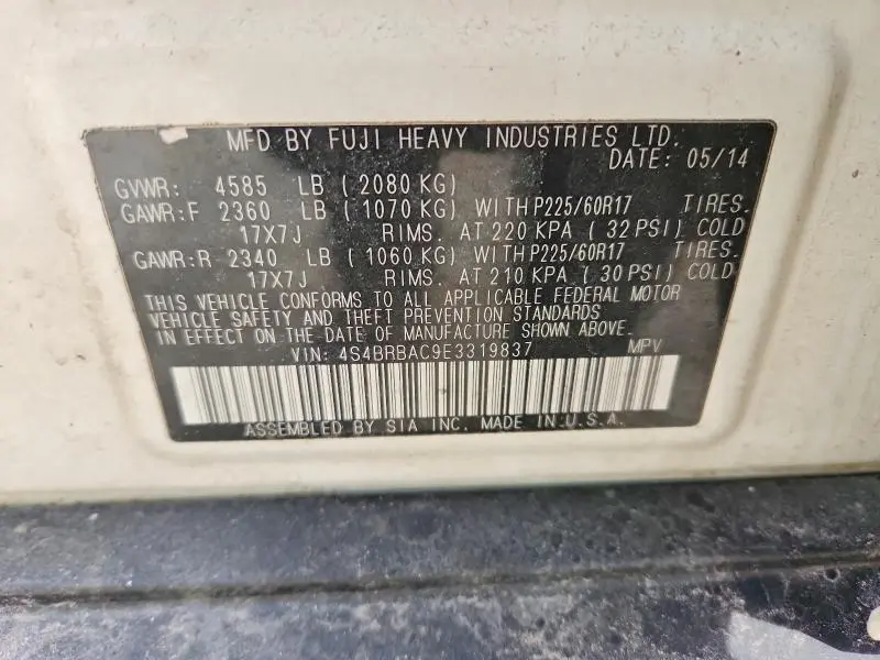2014 SUBARU OUTBACK 2.5I  