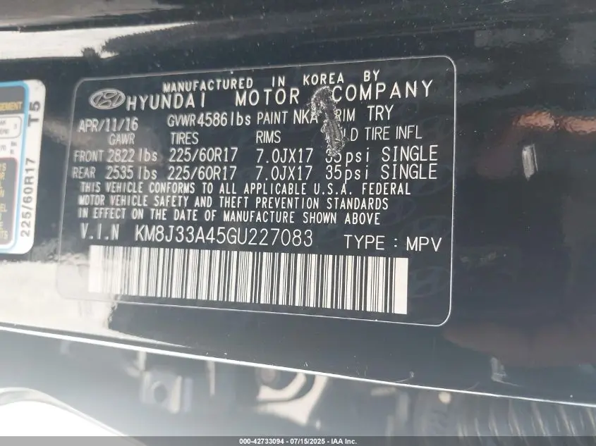 2016 HYUNDAI TUCSON SE