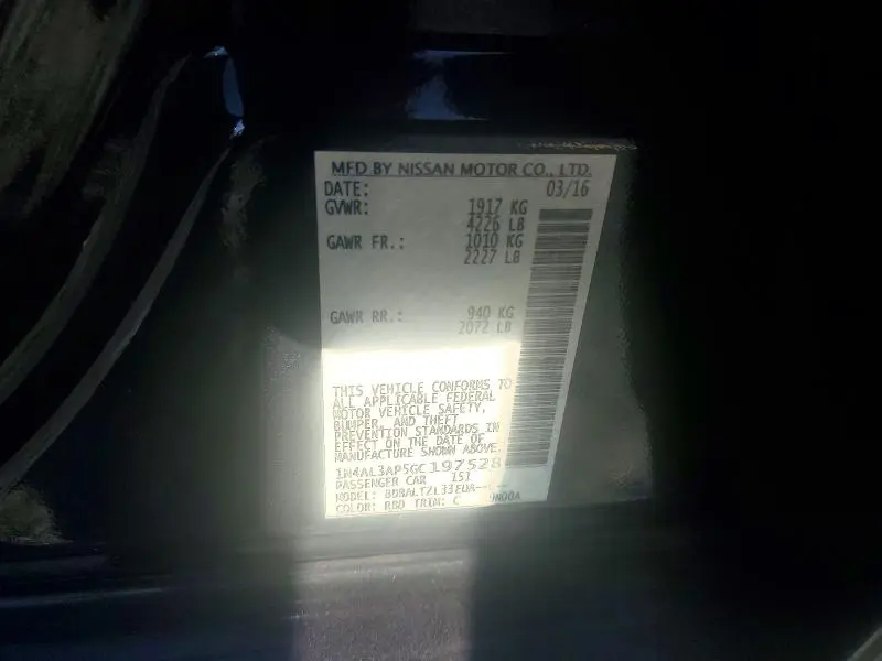 2016 NISSAN ALTIMA 2.5 SL  