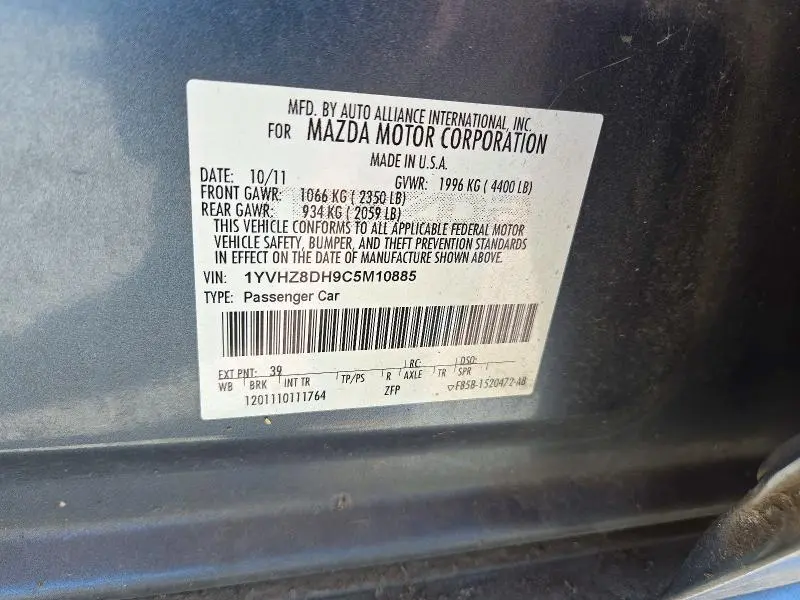 2012 MAZDA 6 I  