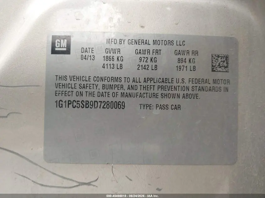 2013 CHEVROLET CRUZE 1LT AUTO