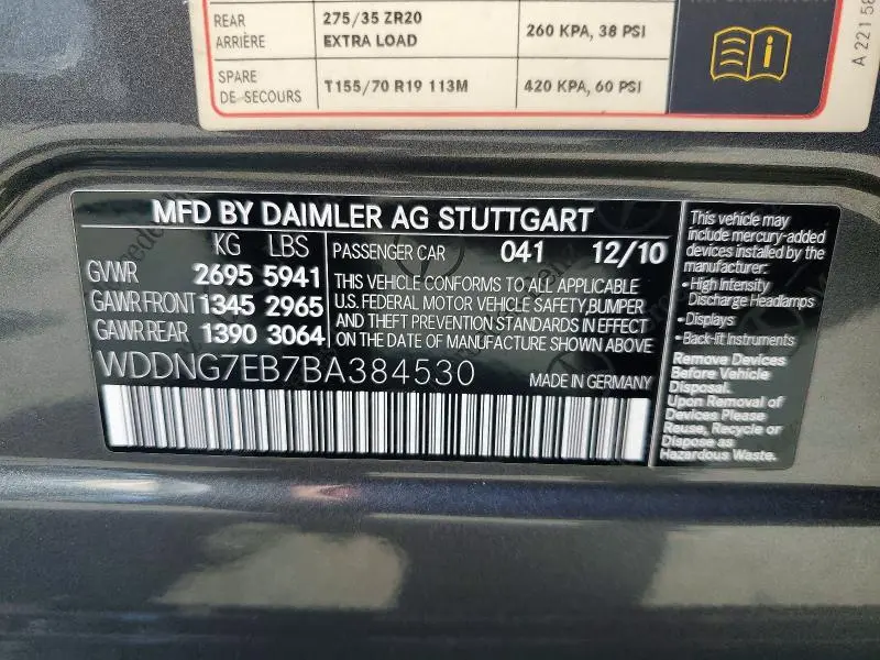 2011 MERCEDES-BENZ S 63 AMG  