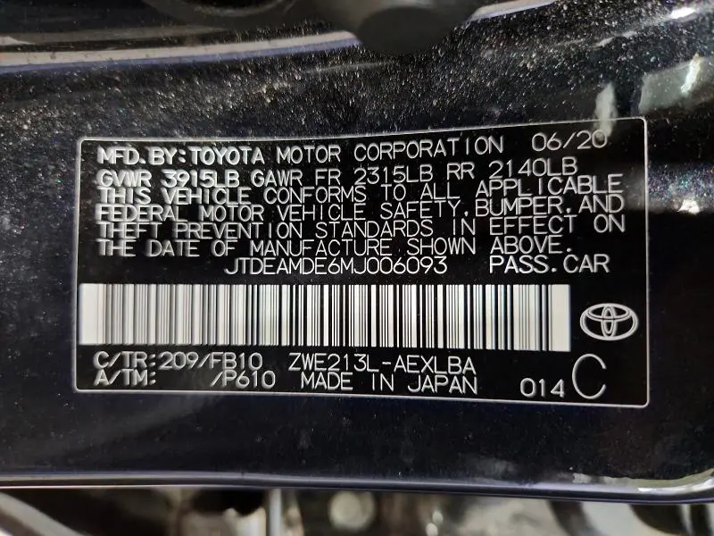 2021 TOYOTA COROLLA LE  