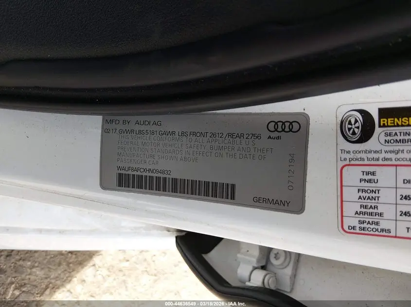 2017 AUDI A6 2.0T PREMIUM