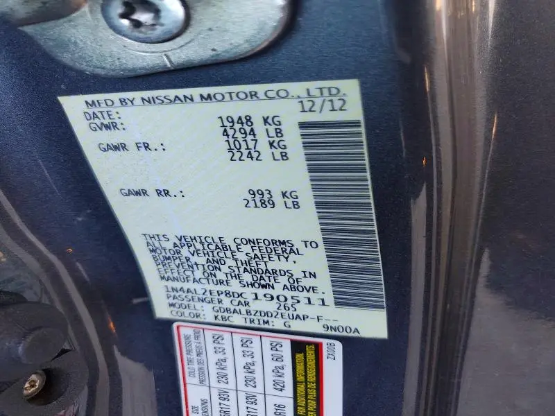 2013 NISSAN ALTIMA S  