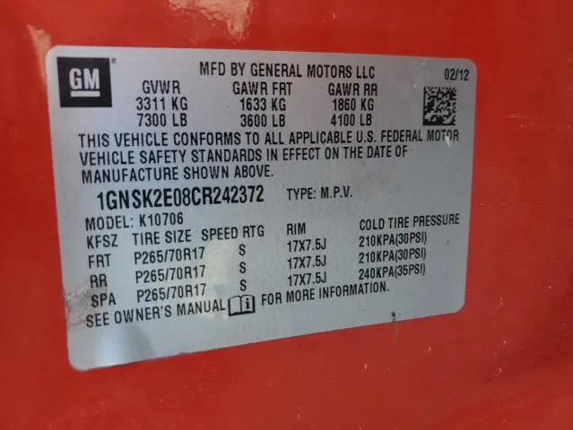 2012 CHEVROLET TAHOE SPECIAL  