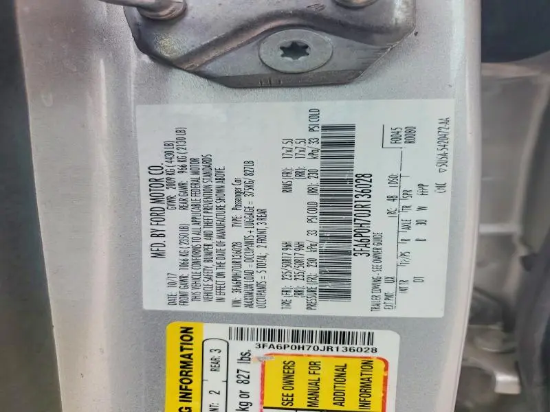 2018 FORD FUSION SE  
