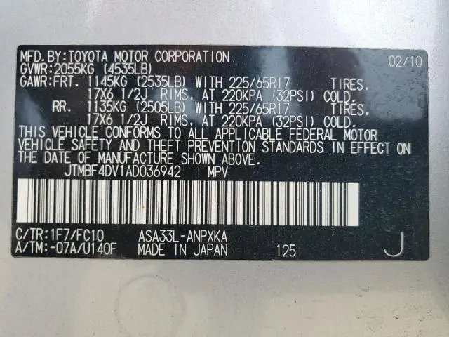 2010 TOYOTA RAV4 