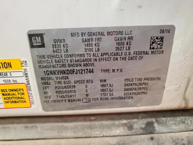 2015 CHEVROLET TRAVERSE LT  