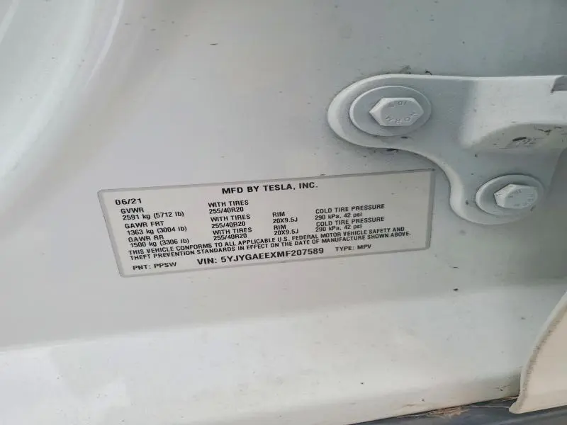 2021 TESLA MODEL Y   
