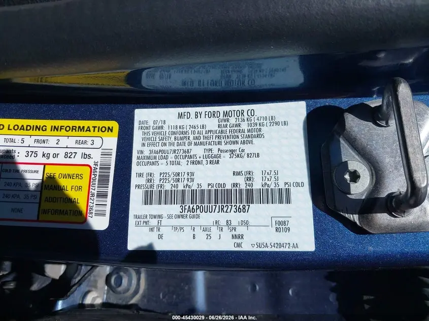 2018 FORD FUSION HYBRID S