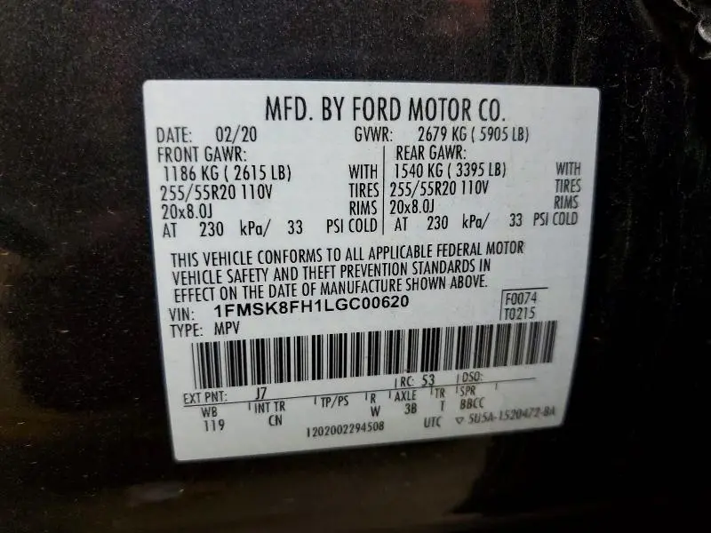2020 FORD EXPLORER LIMITED  