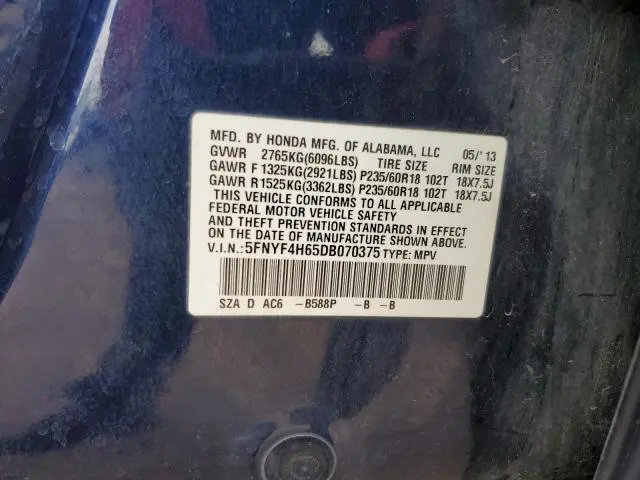 2013 HONDA PILOT EXL  