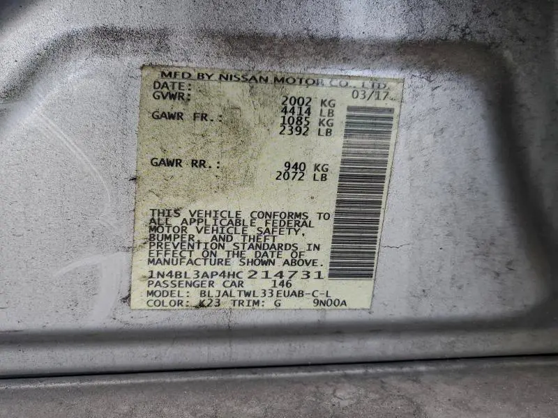 2017 NISSAN ALTIMA 3.5SL  