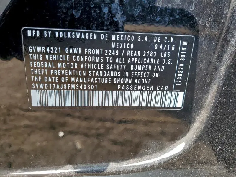 2015 VOLKSWAGEN JETTA SE  