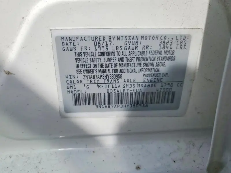 2017 NISSAN SENTRA S  