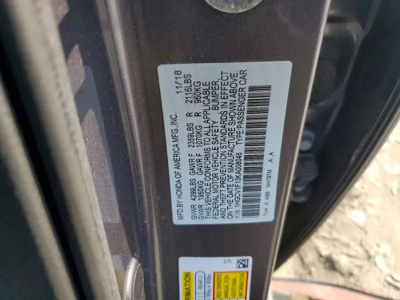 2019 HONDA ACCORD LX  