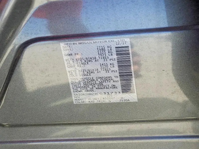 2018 NISSAN PATHFINDER SV  