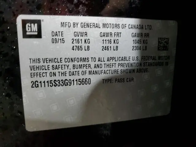 2016 CHEVROLET IMPALA LT  