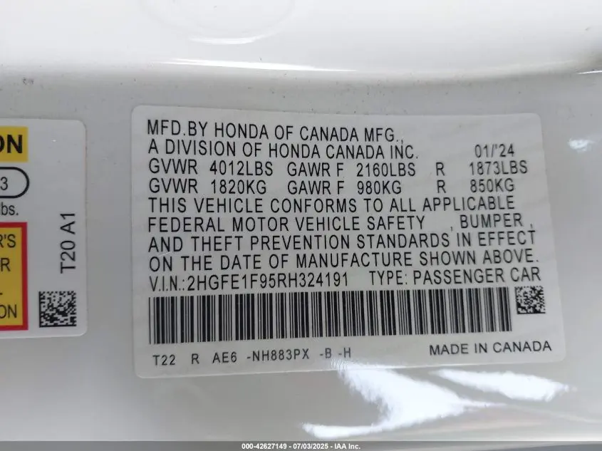 2024 HONDA CIVIC TOURING
