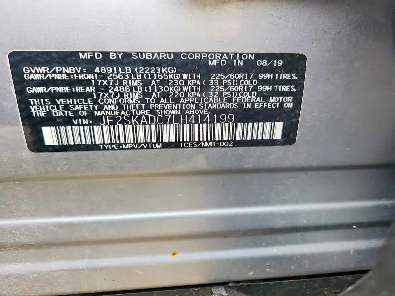 2020 SUBARU FORESTER   