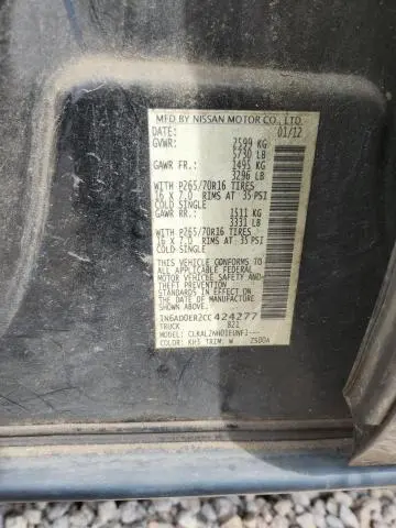 2012 NISSAN FRONTIER S  