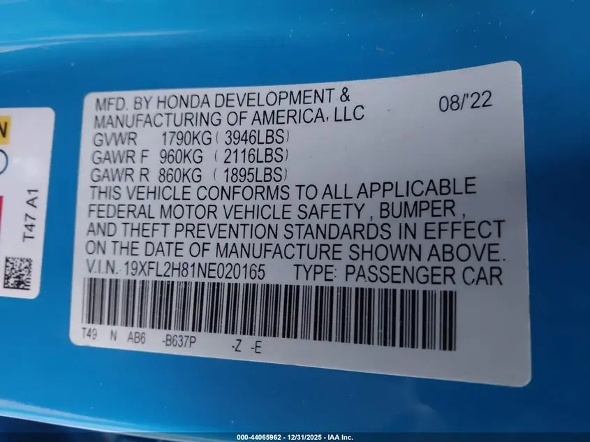 2022 HONDA CIVIC SPORT