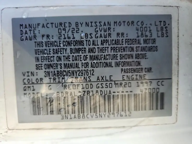 2022 NISSAN SENTRA SV  