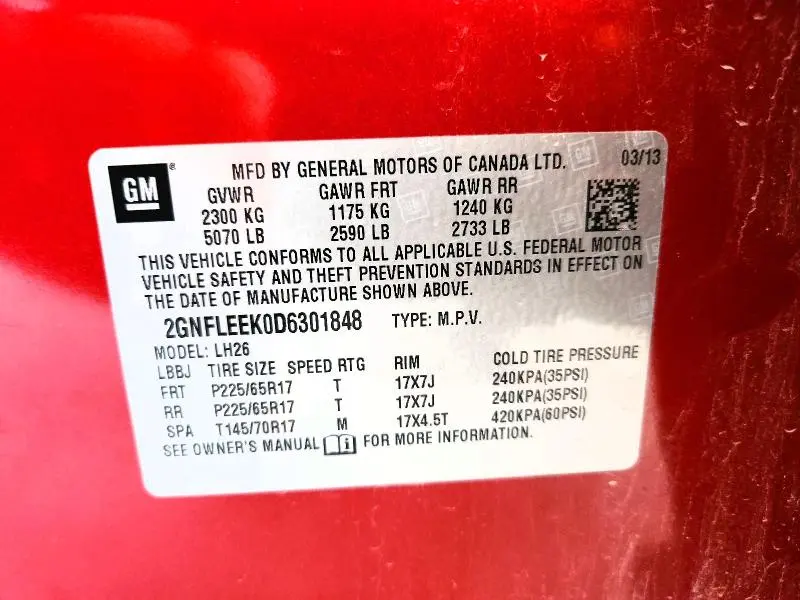 2013 CHEVROLET EQUINOX LT  