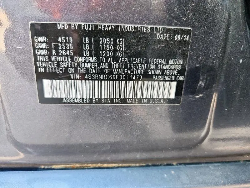 2015 SUBARU LEGACY 2.5I PREMIUM  