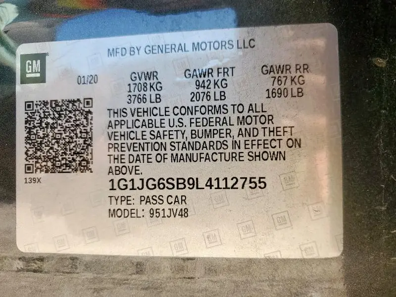 2020 CHEVROLET SONIC   