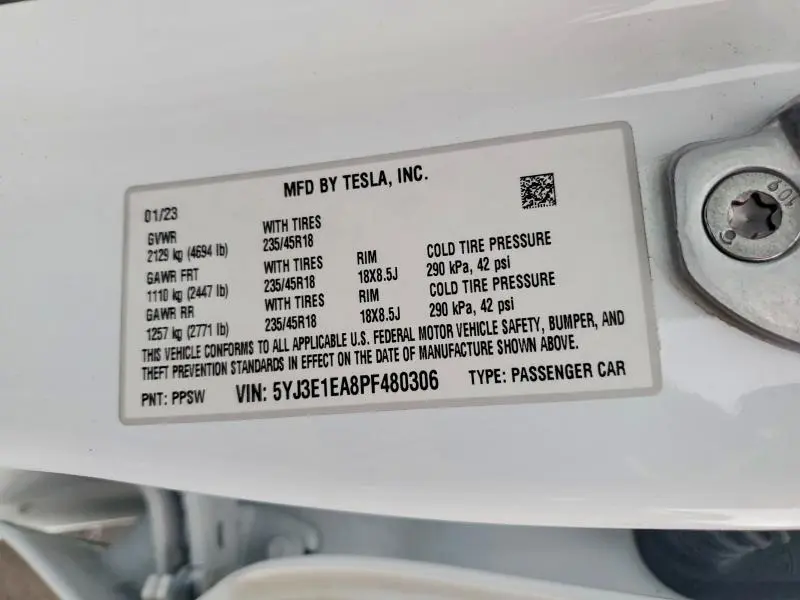 2023 TESLA MODEL 3   