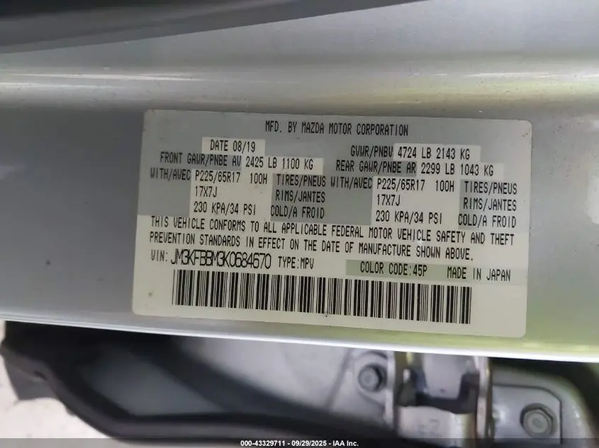 2019 MAZDA CX-5 SPORT